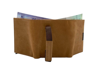 Smart Pop-Up Metallic Card Holder Tri-Fold Wallet in Leather # TRI 4523.NEW-ELASTIC