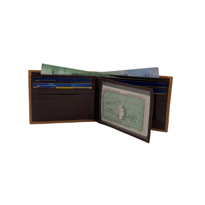 Classic Men's Waterproof Bifold Leather Wallet with Flip ID Window #1728 (D.L.)