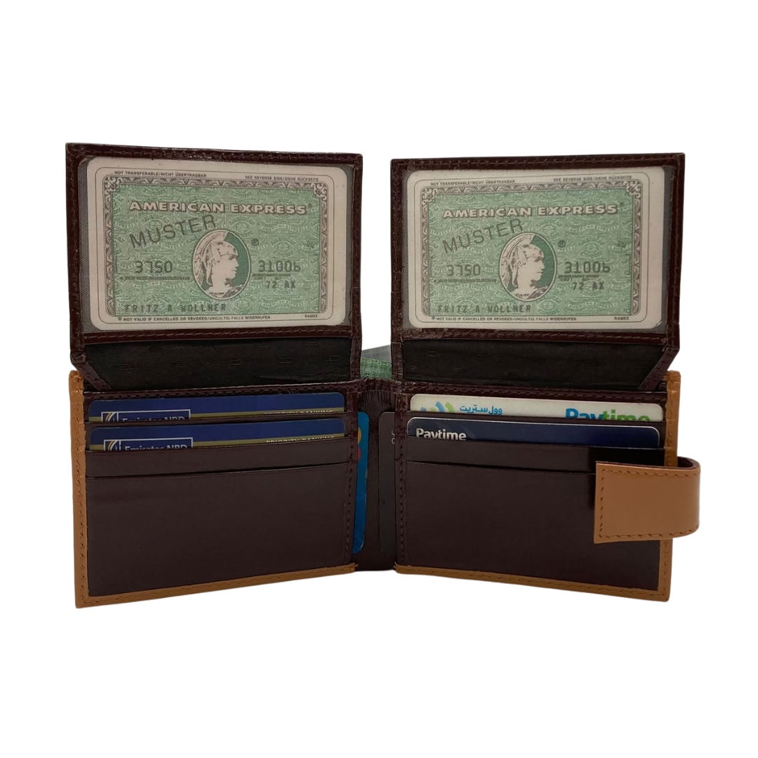 Classic Men's Waterproof Bifold Leather Wallet with Flip ID Window #1729 L