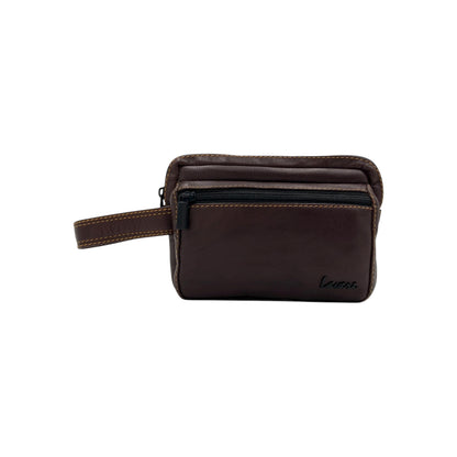 Hand Pouch, Wash Bag, Toiletry, Genuine Leather # 2040SH
