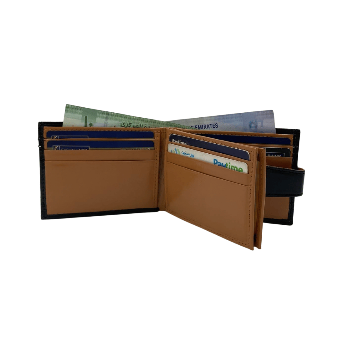 Classic Men's Waterproof Bifold Leather Wallet with Flip ID Window # 892L (D.L.)