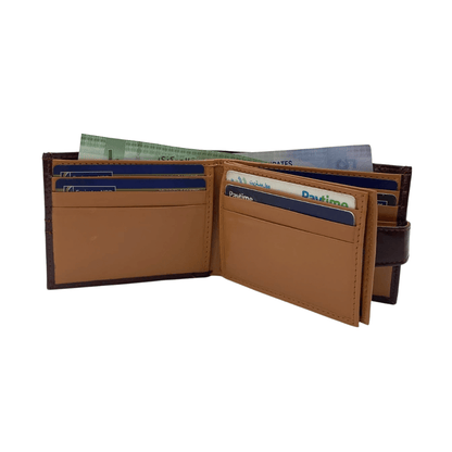 Classic Men's Waterproof Bifold Leather Wallet with Flip ID Window # 892L (C.L.)