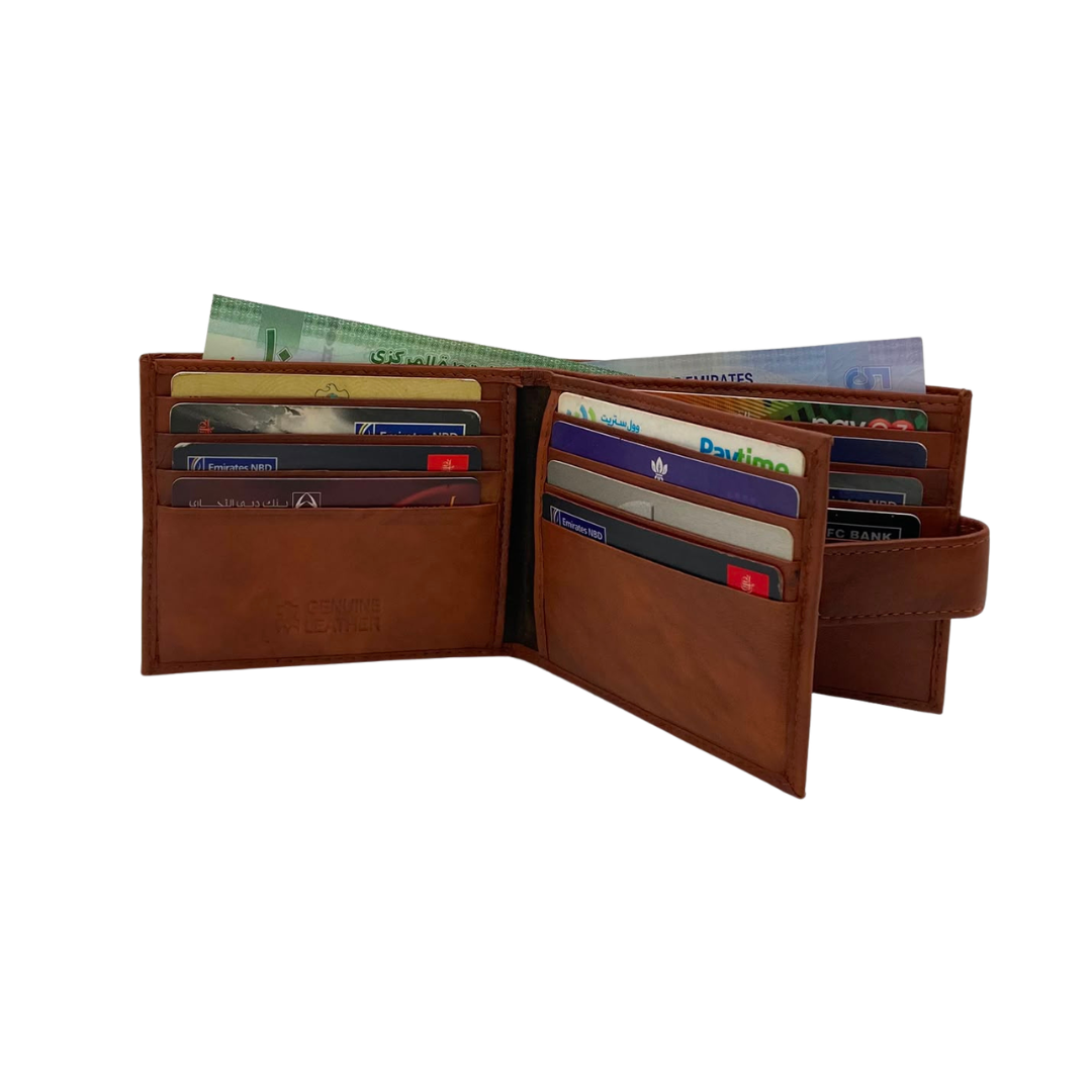 Mens Genuine Leather Mens wallet Leather Lined Bi fold Wallet For Men # 1261L