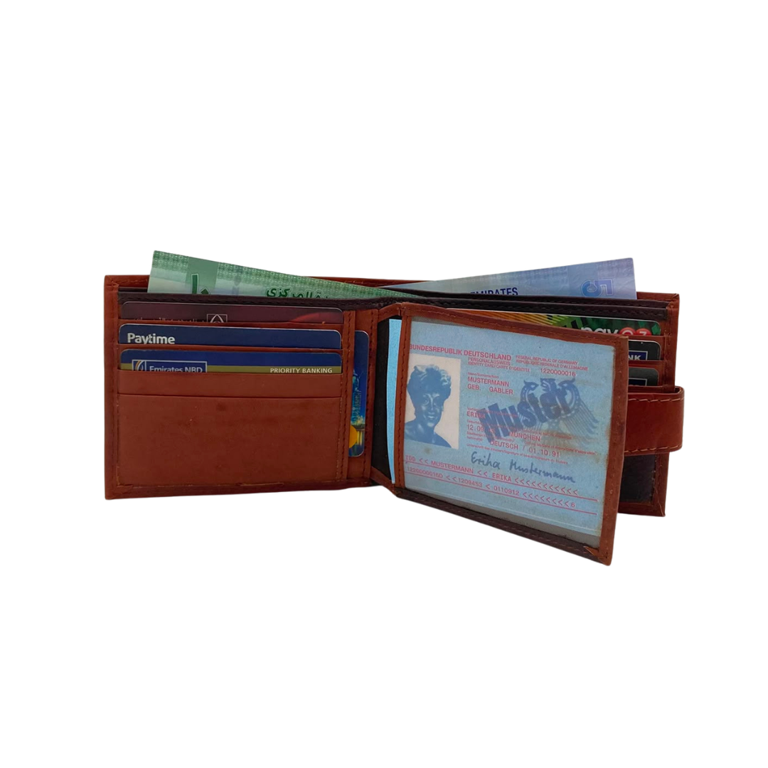 Mens Genuine Leather Mens wallet Leather Lined Bi fold Wallet For Men # 1326L