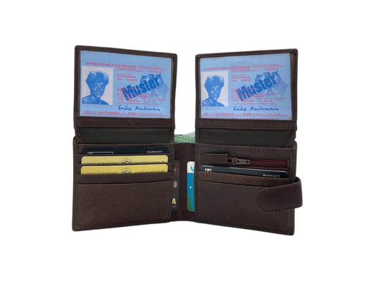 VacaPelle 14-16 Card & Zip-Coins Billfold Genuine Leather Wallet # 1244SL