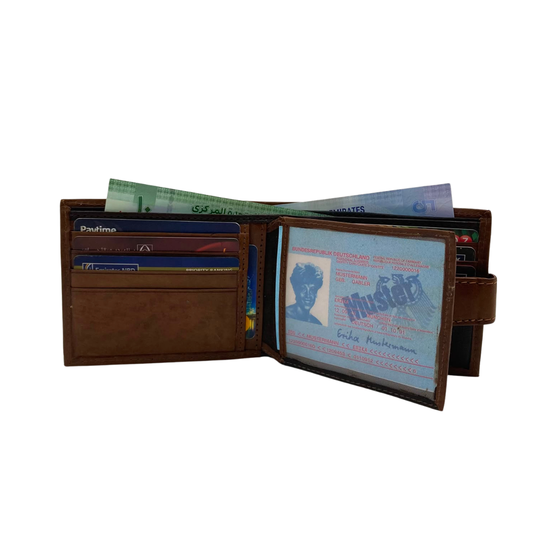 Mens Genuine Leather Mens wallet Leather Lined Bi fold Wallet For Men # 1326L