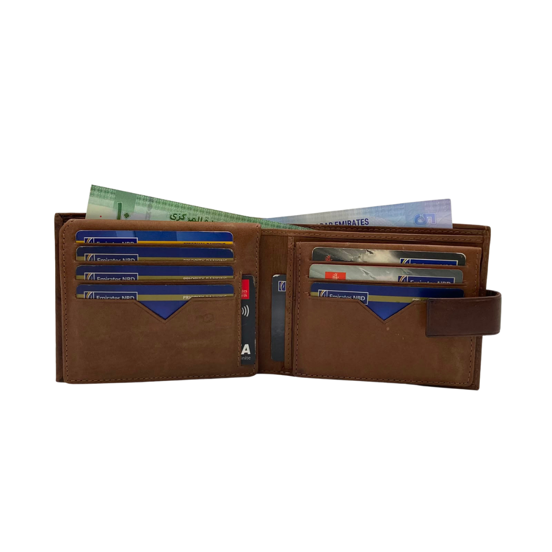 Mens Genuine Leather Mens wallet Leather Lined Bi fold Wallet For Men # 1247L