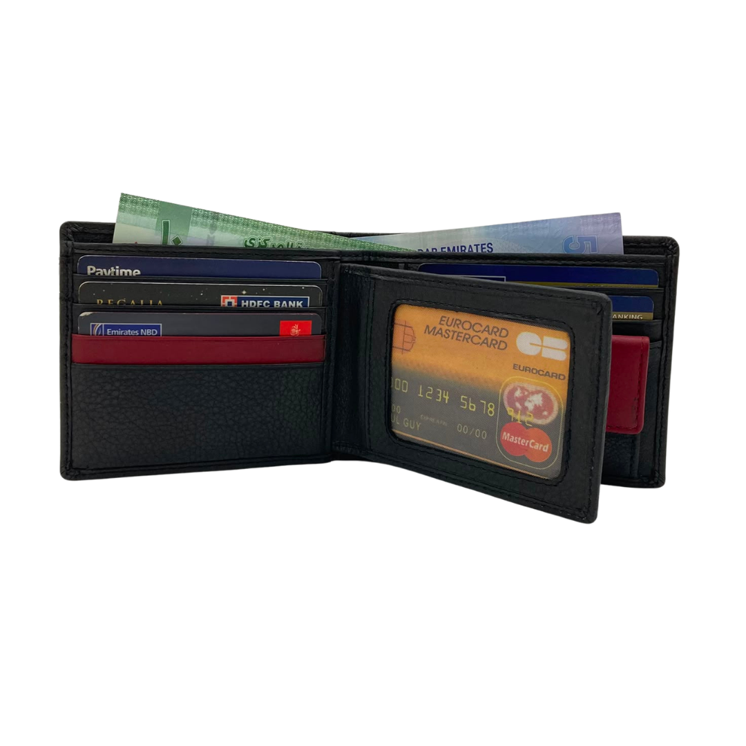 Mens Genuine Leather Mens wallet Leather Lined Bi fold Wallet For Men # 4094NC.2