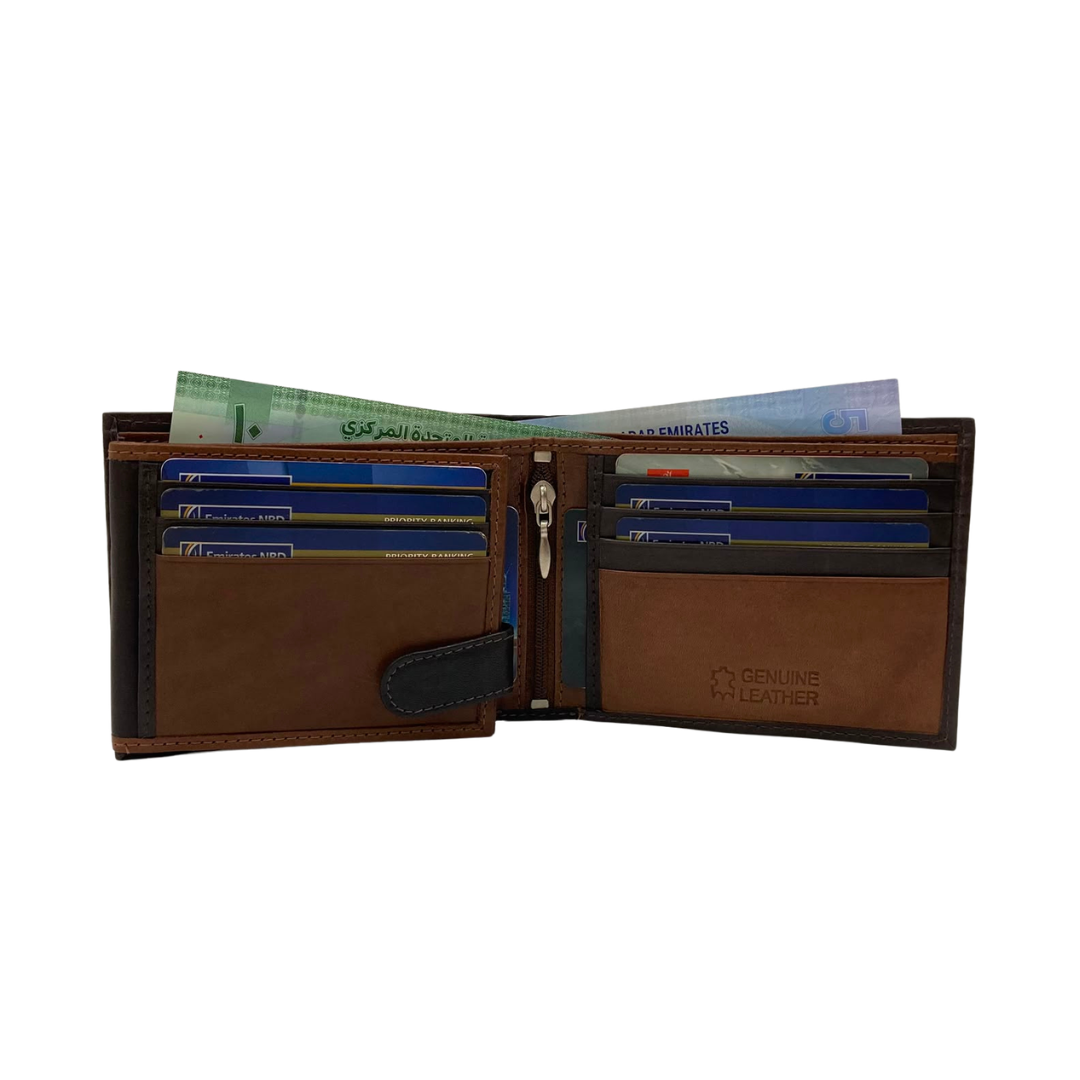 Mens Genuine Leather Mens wallet Leather Lined Bi fold Wallet For Men # 1013