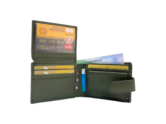 VacaPelle 8-10 Card & Coins Billfold Genuine Leather Wallet # 1347CL