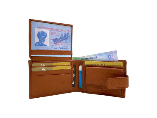 VacaPelle 8-10 Card & Coins Billfold Genuine Leather Wallet # 1347CL