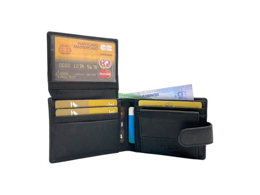 VacaPelle 8-10 Card & Coins Billfold Genuine Leather Wallet # 1347CL