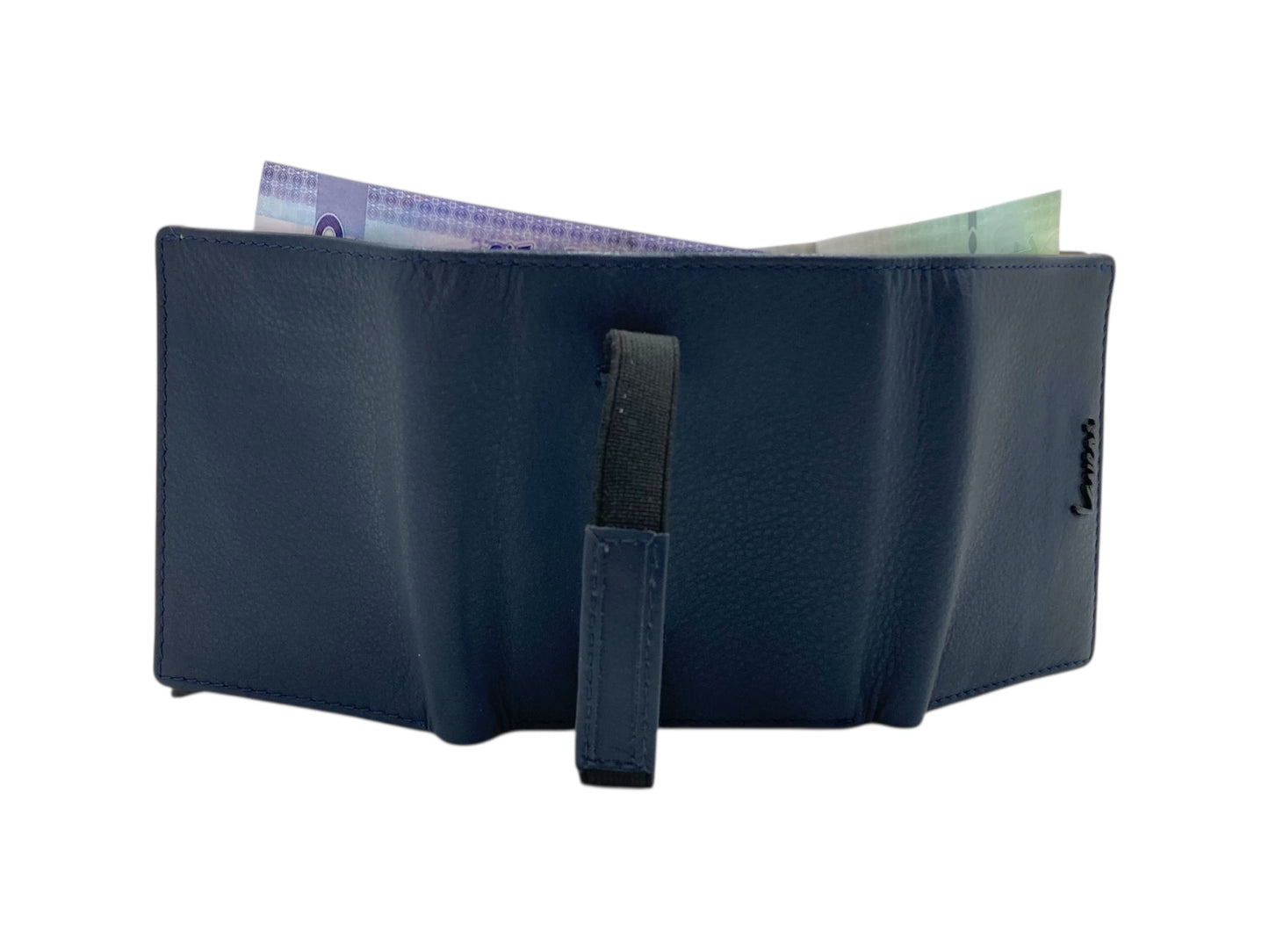 Smart Pop-Up Metallic Card Holder Tri-Fold Wallet in Leather # TRI 4523.NEW-ELASTIC