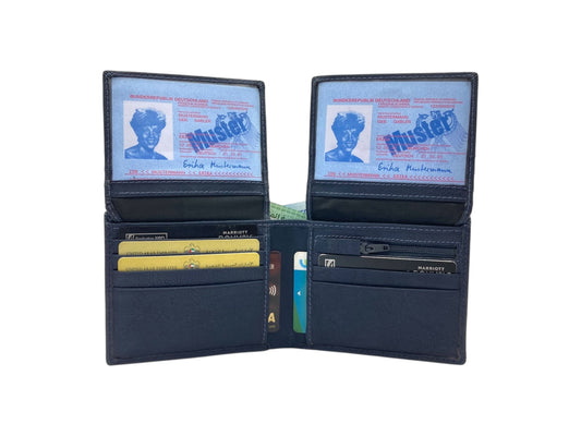 VacaPelle 14-16 Card & Zip-Coins Billfold Genuine Leather Wallet # 1244S