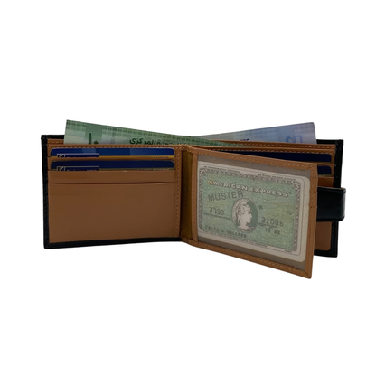 Classic Men's Waterproof Bifold Leather Wallet with Flip ID Window #1728L