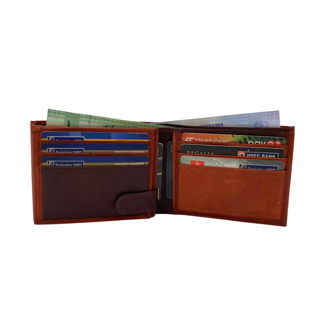 Mens Genuine Leather Mens wallet Leather Lined Bi fold Wallet For Men # 1426