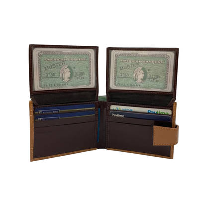Classic Men's Waterproof Bifold Leather Wallet with Flip ID Window #1729 L (D.L.)