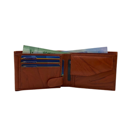Mens Genuine Leather Mens wallet Leather Lined Bi fold Wallet For Men # 1013C