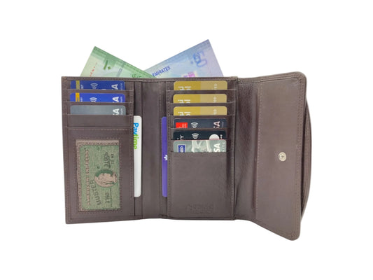 Women's Multi-Color Leather Wallet 11 Cards & Coins Wallet # 818