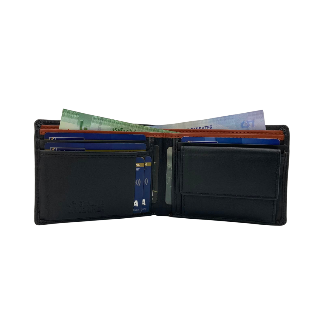 Mens Genuine Leather Mens wallet Leather Lined Bi fold Wallet For Men # 1250C