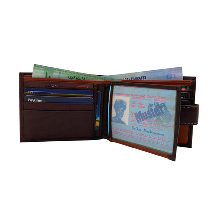 Mens Genuine Leather Mens wallet Leather Lined Bi fold Wallet For Men # 1326L