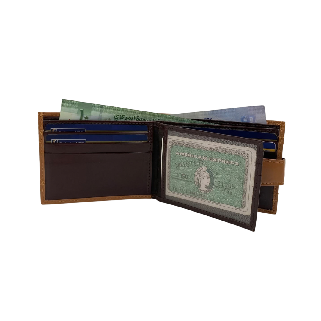 Classic Men's Waterproof Bifold Leather Wallet with Flip ID Window #1728L (D.L.)