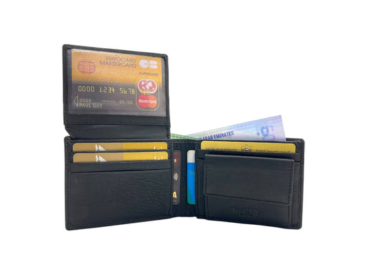 VacaPelle 8-10 Card & Coins Billfold Genuine Leather Wallet # 1347C