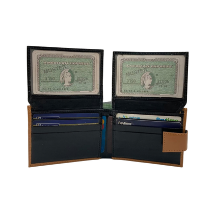 Classic Men's Waterproof Bifold Leather Wallet with Flip ID Window #1729 L