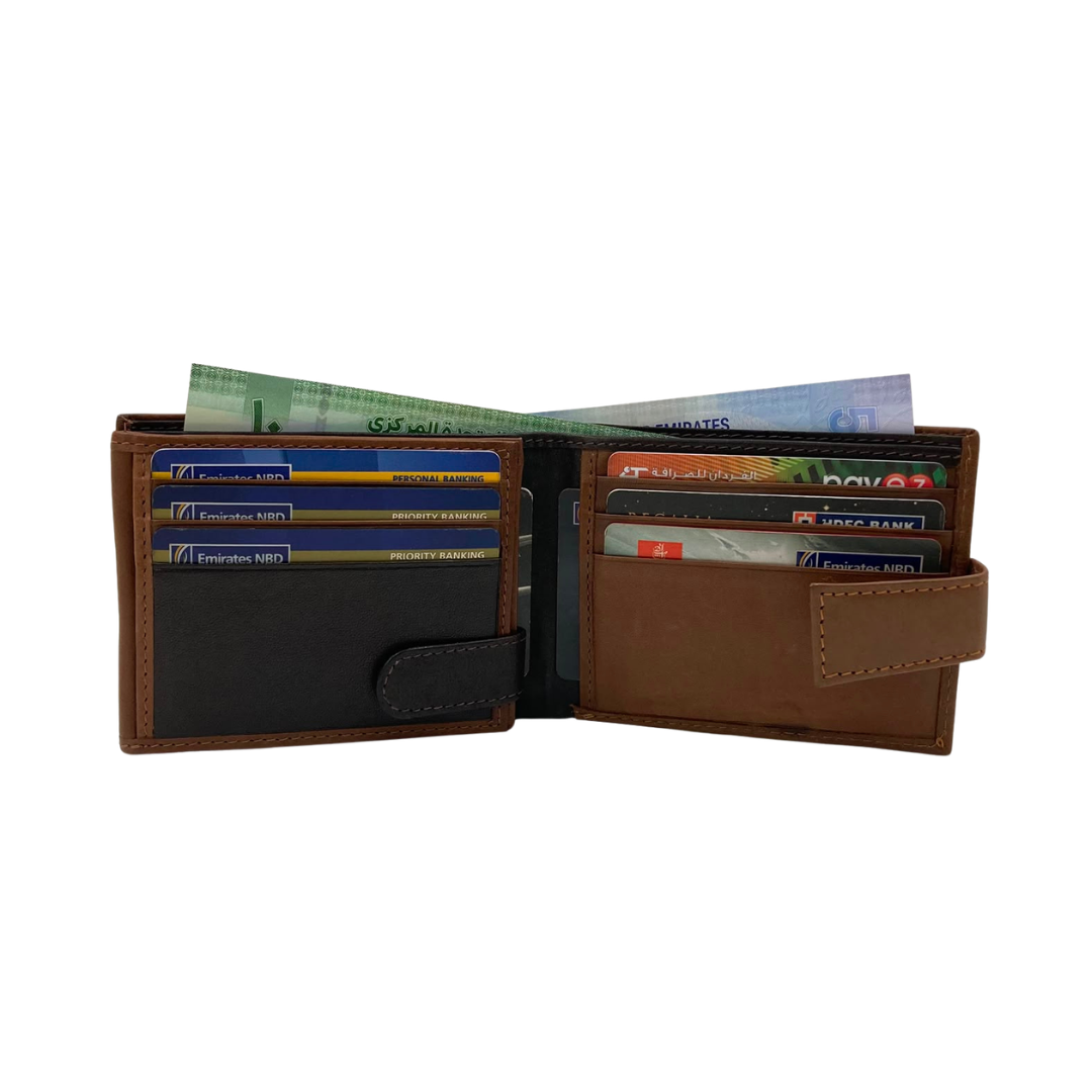 Mens Genuine Leather Mens wallet Leather Lined Bi fold Wallet For Men # 1426L
