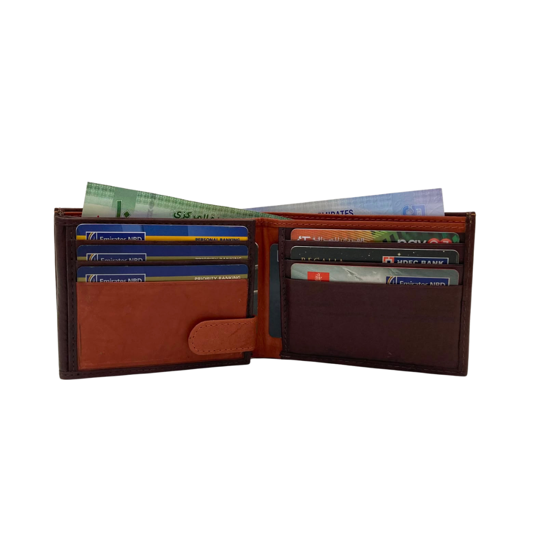 Mens Genuine Leather Mens wallet Leather Lined Bi fold Wallet For Men # 1426