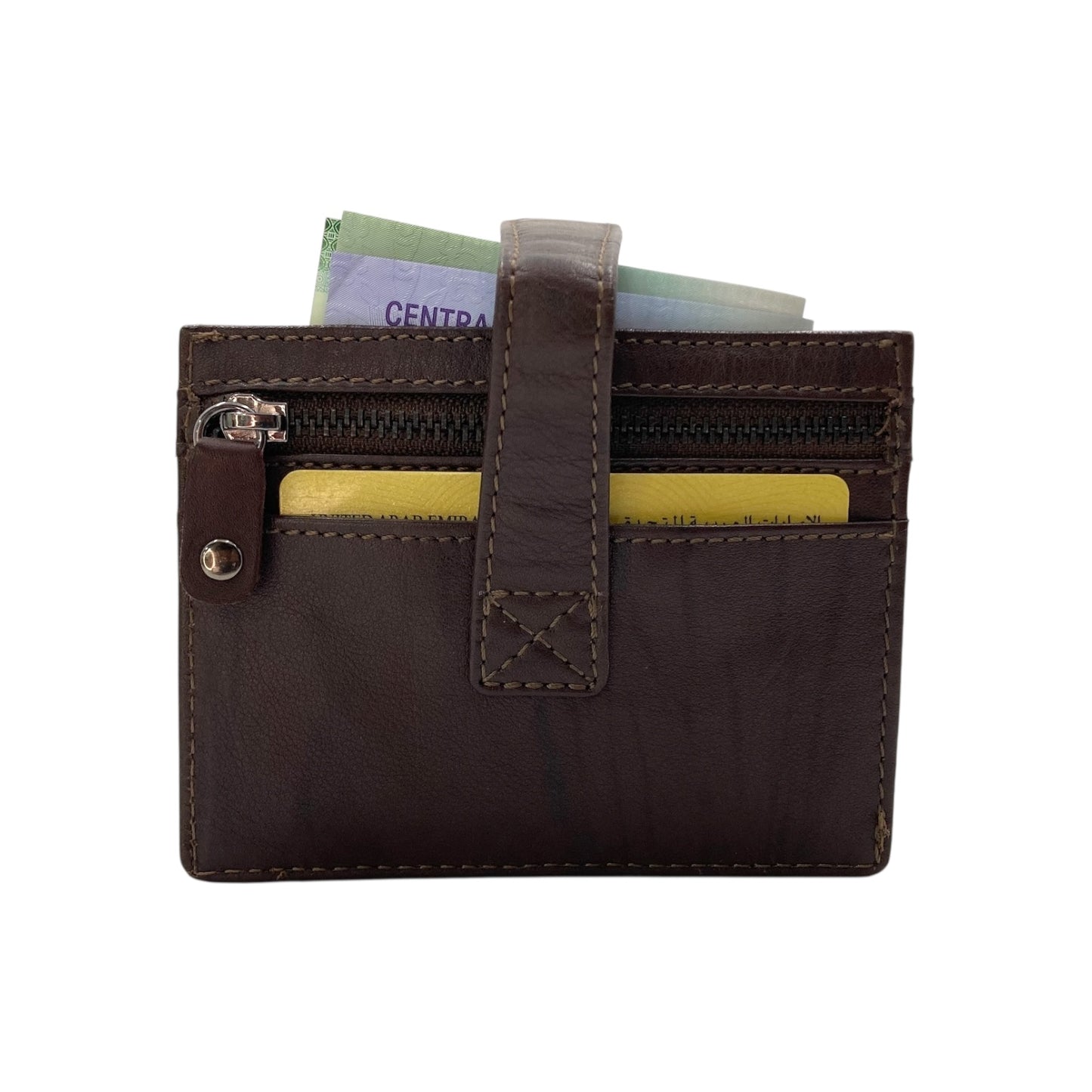 Slim Loop Lock Cards, Cash & Coins Holder Genuine Leather RFID # 4505NL