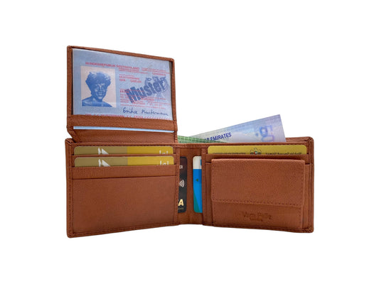 VacaPelle 8-10 Card & Coins Billfold Genuine Leather Wallet # 1347C