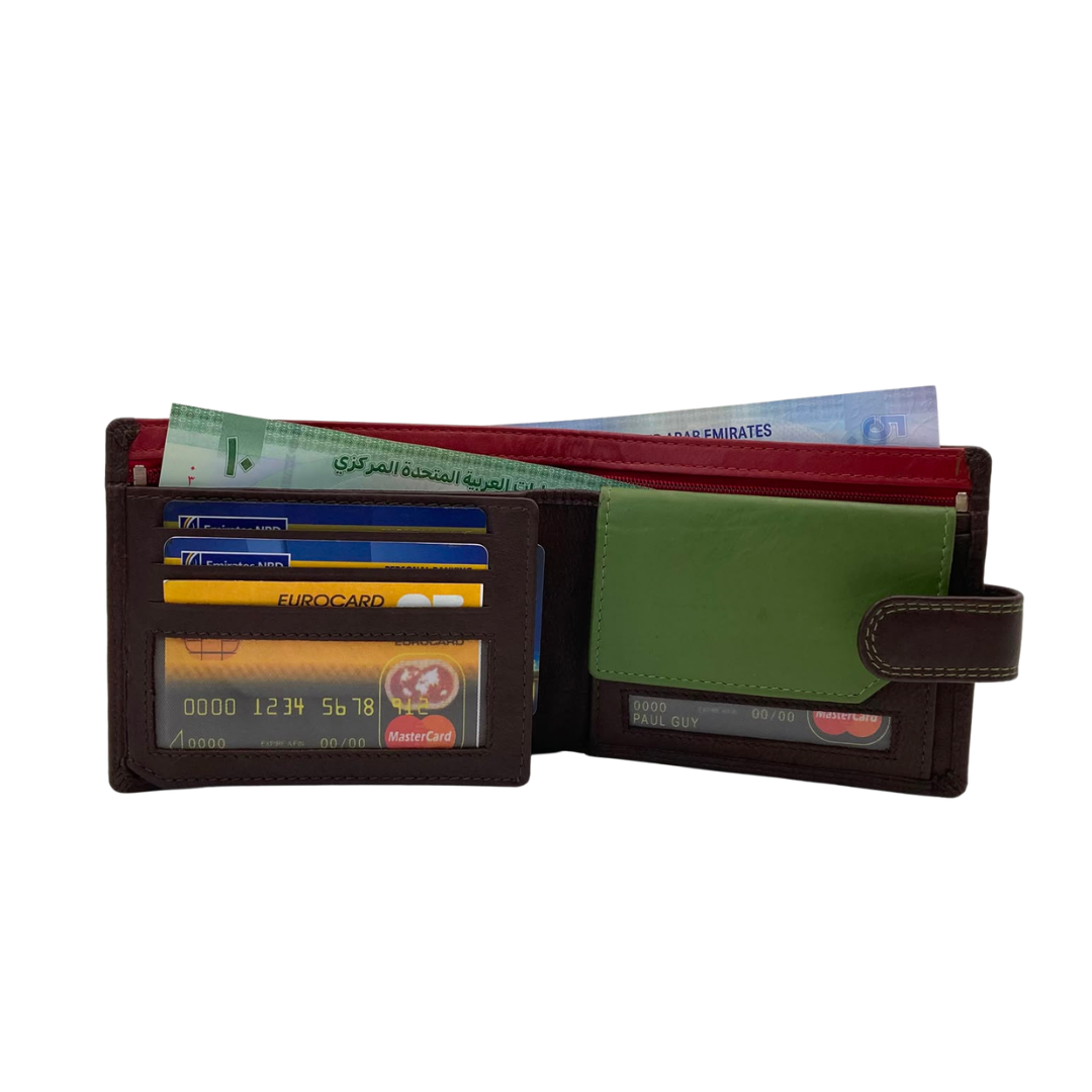 Mens Genuine Leather Mens wallet Leather Lined Bi fold Wallet For Men # 1357L