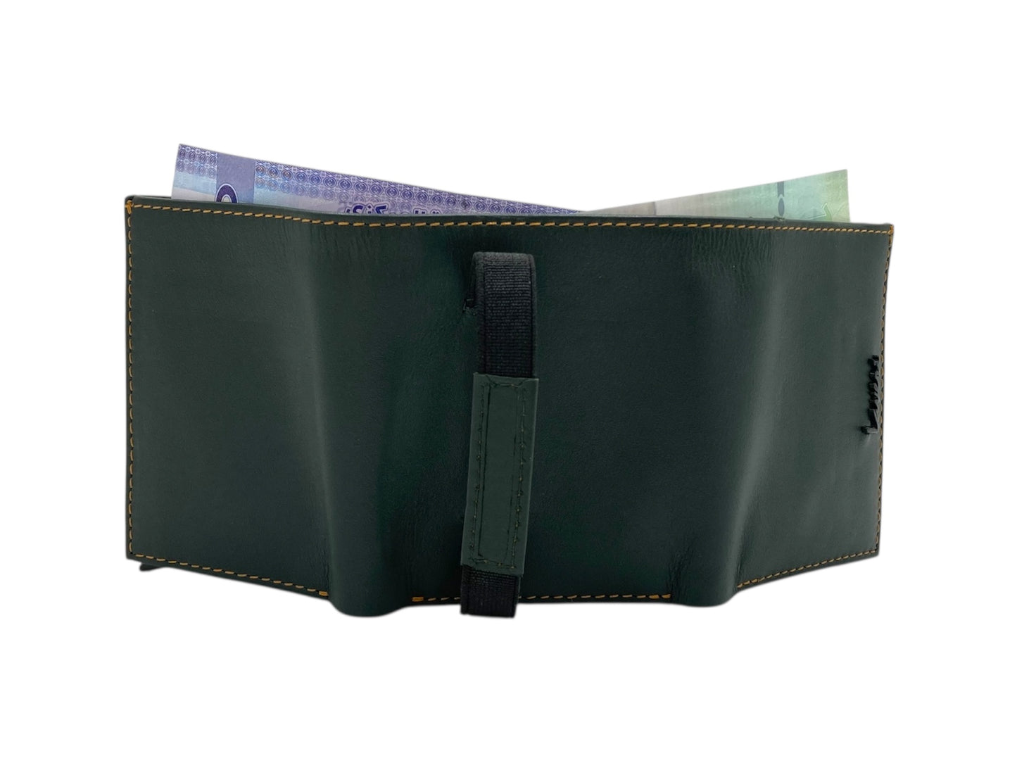 Smart Pop-Up Metallic Card Holder Tri-Fold Wallet in Leather # TRI 4523.NEW-ELASTIC