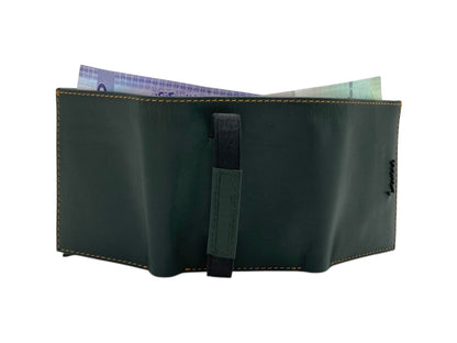 Smart Pop-Up Metallic Card Holder Tri-Fold Wallet in Leather # TRI 4523.NEW-ELASTIC