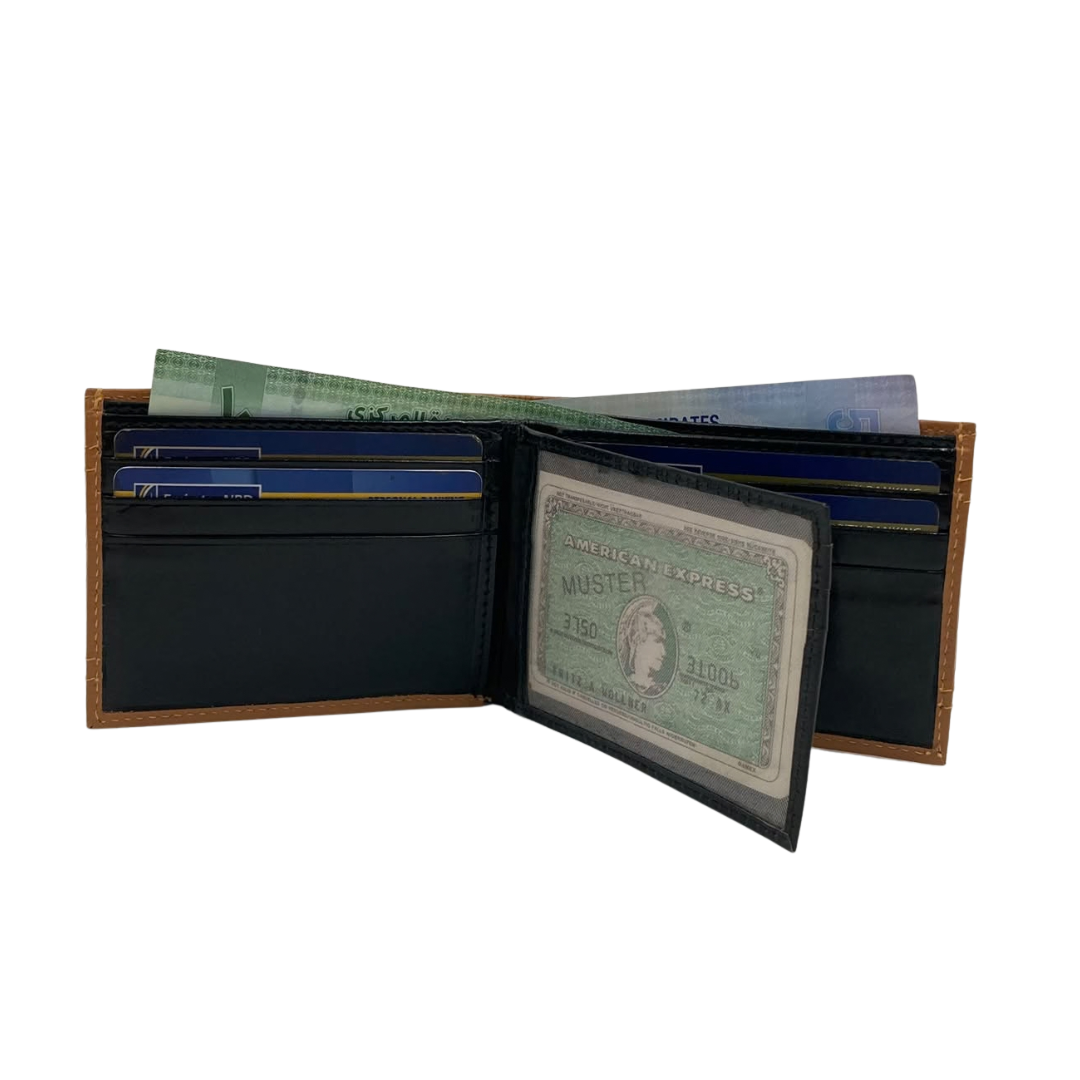 Classic Men's Waterproof Bifold Leather Wallet with Flip ID Window #1728 (D.L.)