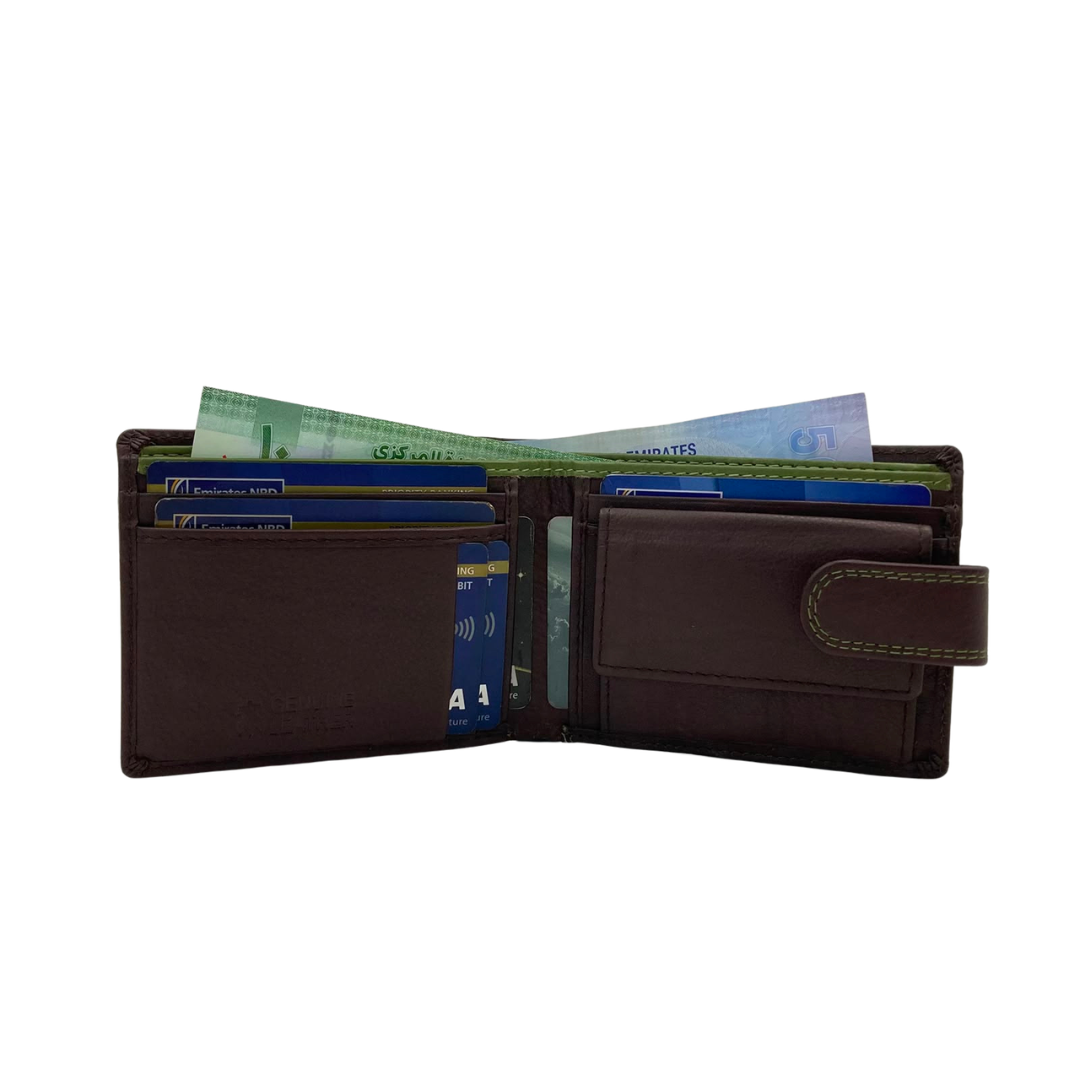 Mens Genuine Leather Mens wallet Leather Lined Bi fold Wallet For Men # 1250CL