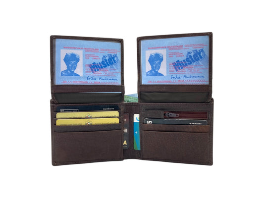 VacaPelle 14-16 Card & Zip-Coins Billfold Genuine Leather Wallet # 1244S