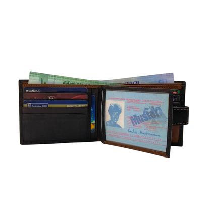 Mens Genuine Leather Mens wallet Leather Lined Bi fold Wallet For Men # 1326L