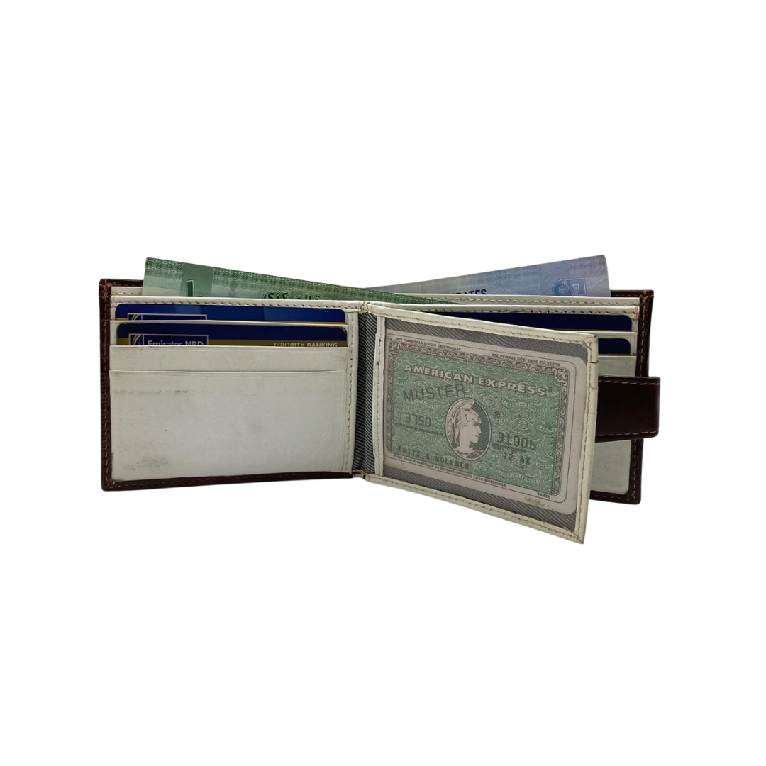 Classic Men's Waterproof Bifold Leather Wallet with Flip ID Window #1728L