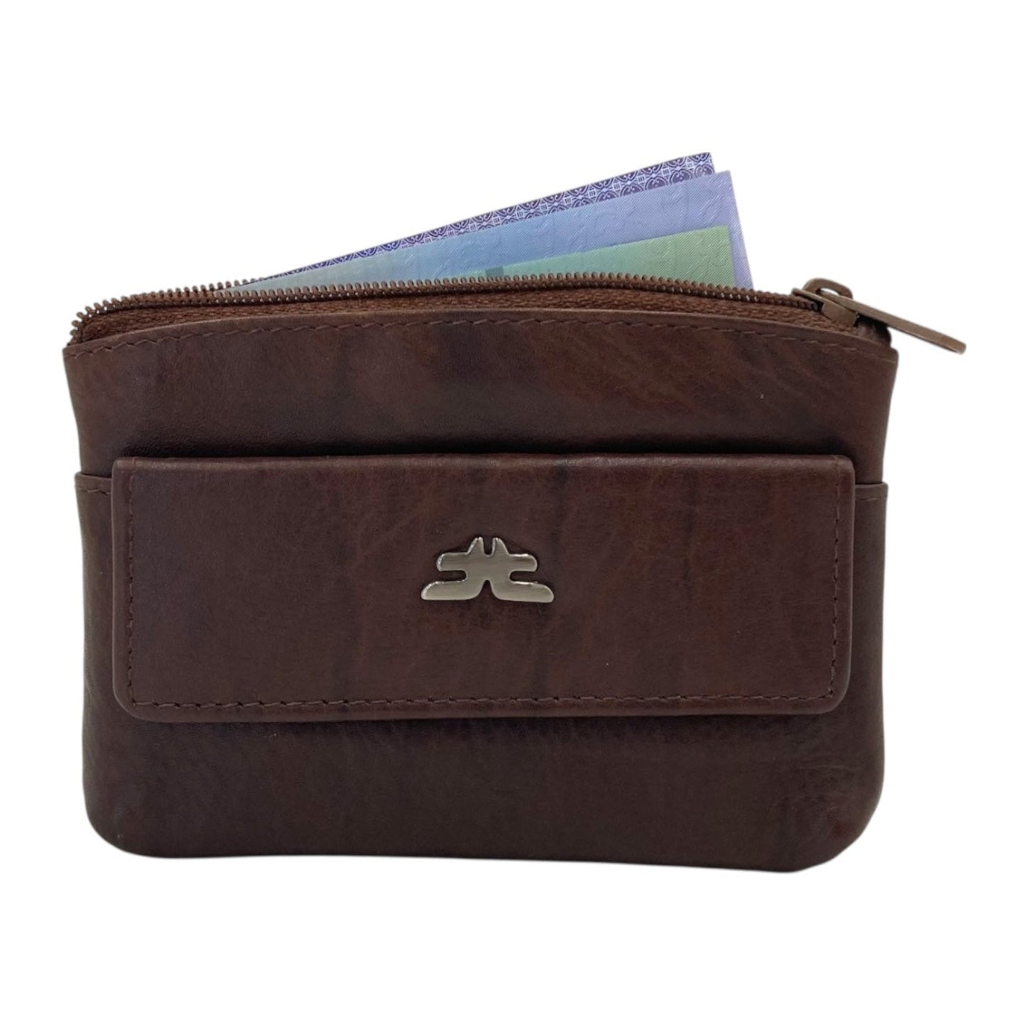 Slim Travel Top Zipper Cards, Cash, Coins & Key Wallet RFID # 1372