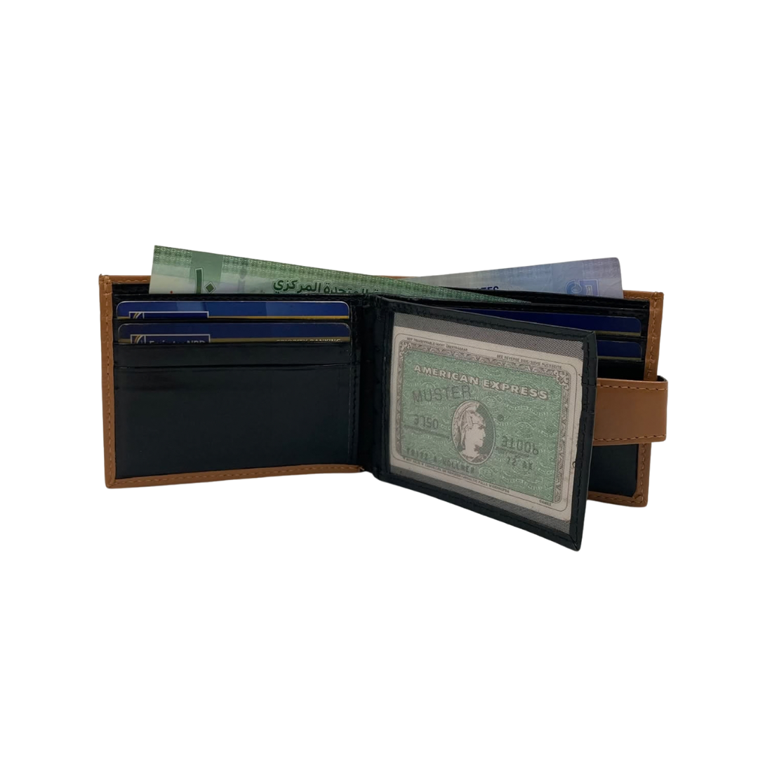 Classic Men's Waterproof Bifold Leather Wallet with Flip ID Window #1728L