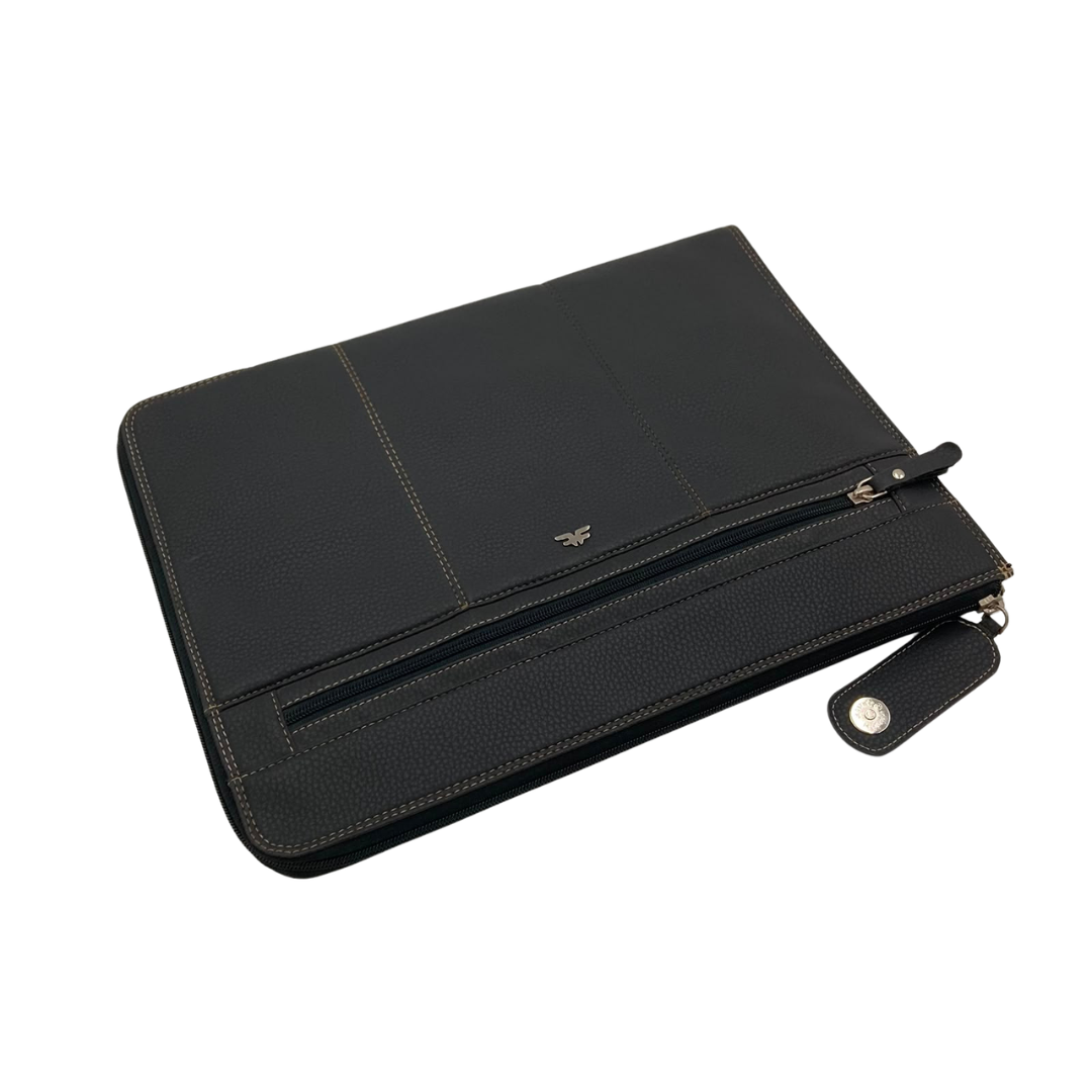 PU Leather ZIP FOLDER- BLK[FAUX LEATHER]