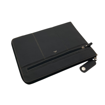 PU Leather ZIP FOLDER- BLK[FAUX LEATHER]