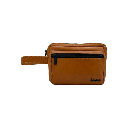 Hand Pouch, Wash Bag, Toiletry, Genuine Leather # 2040SH