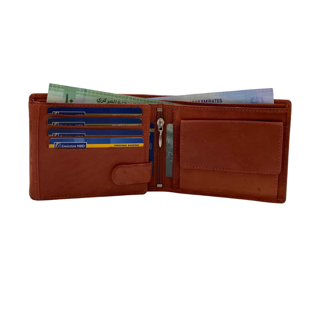 Mens Genuine Leather Mens wallet Leather Lined Bi fold Wallet For Men # 4021C