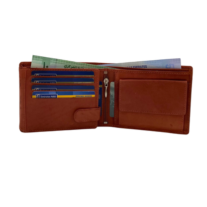Mens Genuine Leather Mens wallet Leather Lined Bi fold Wallet For Men # 4021C