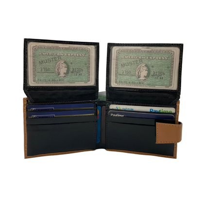 Classic Men's Waterproof Bifold Leather Wallet with Flip ID Window #1729 L (D.L.)