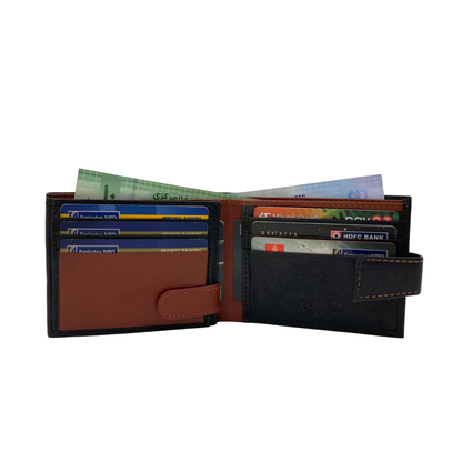 Mens Genuine Leather Mens wallet Leather Lined Bi fold Wallet For Men # 1426L