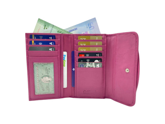 Women's Multi-Color Leather Wallet 11 Cards & Coins Wallet # 818